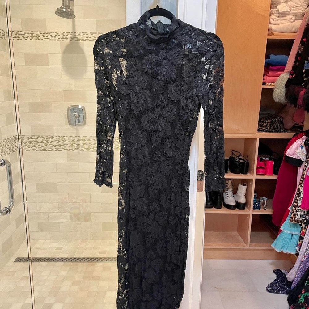 Vintage Betsey Johnson Goth Lace Midi Dress